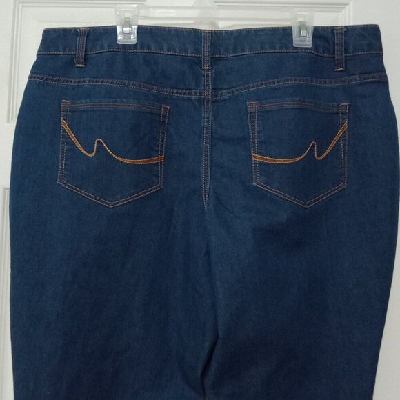 Faded Glory Plus Size High Rise Stretch Straight Leg Jeans 22  Classic Dark Wash - Picture 6 of 8